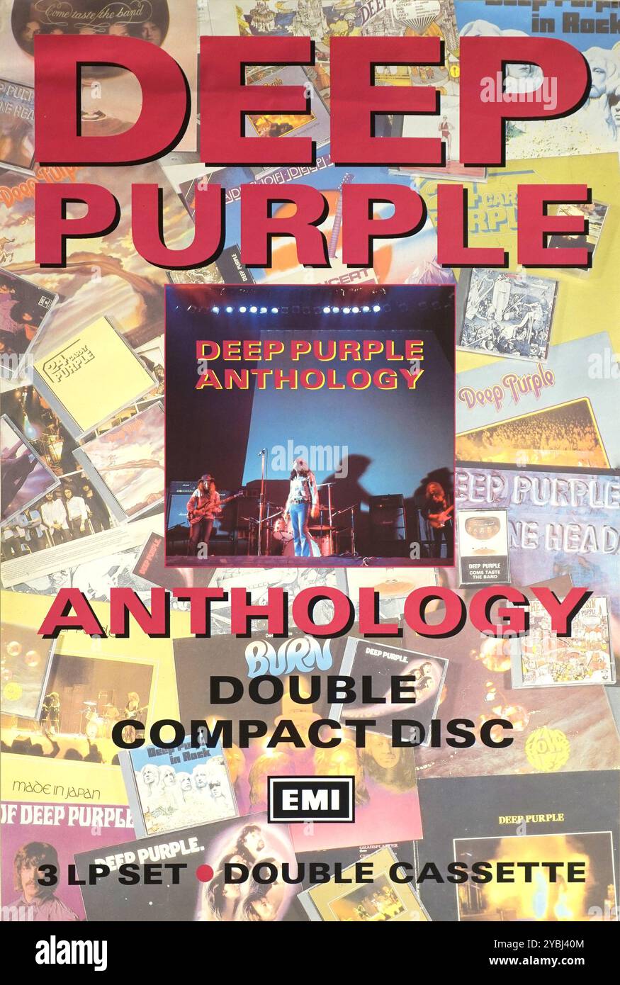 Deep Purple Die Anthologie. 2-CD-Ausgabe 1991. Auch als Triple-Album veröffentlicht. Diese basiert auf der ursprünglichen Vinylanthologie aus dem Jahr 1985, die nur auf Vinyl und Kassette veröffentlicht wurde. Die ursprüngliche Veröffentlichung wurde von EMI veröffentlicht, um das Wiedersehen der Band in diesem Jahr zu nutzen. Stockfoto
