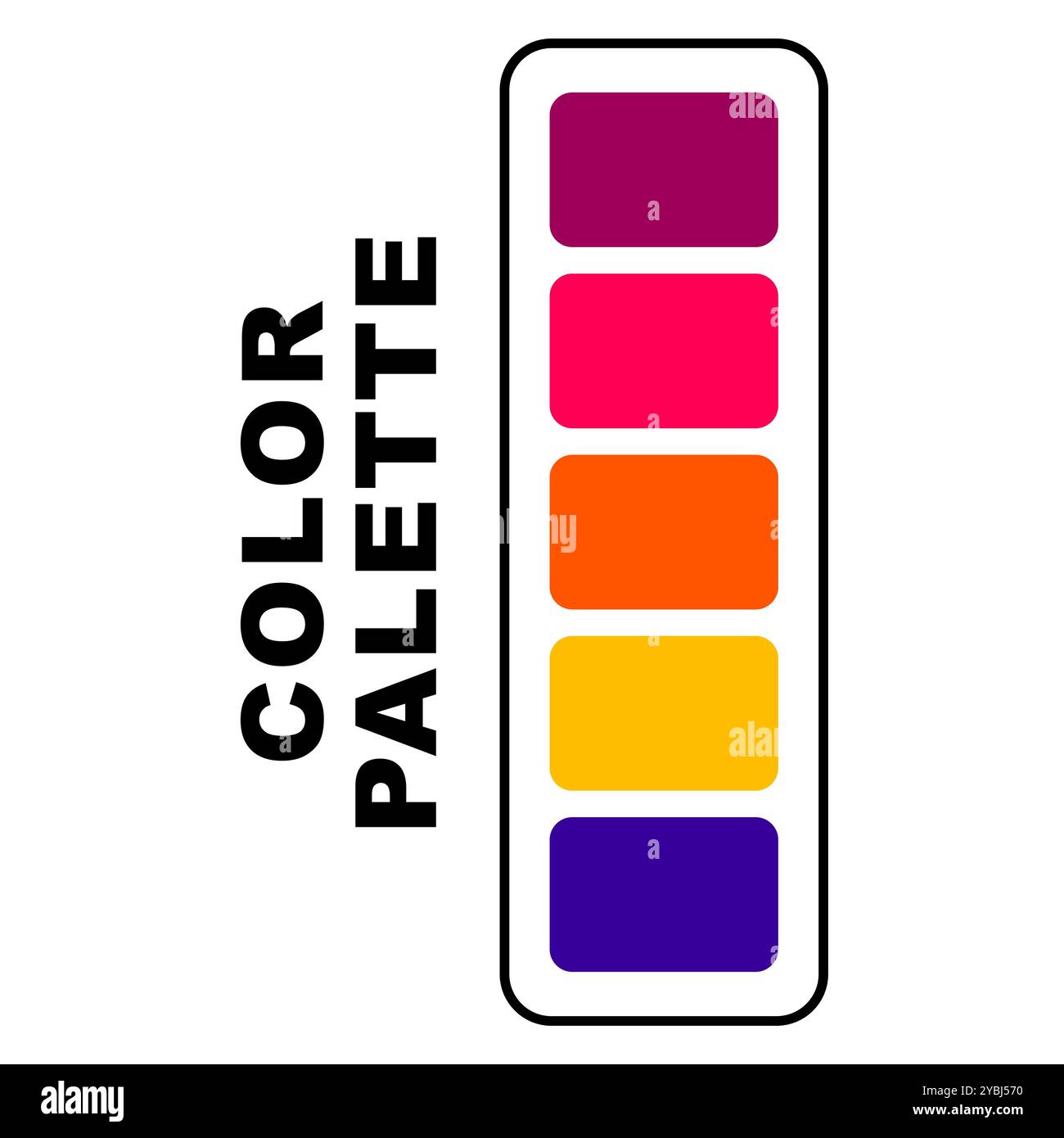 Vektorillustration mit Palette. Farbanpassungspalette. Farbleitfaden für Mode Trend. RGB HEX Farbleitfaden Swatch Catalog Collection. Stock Vektor