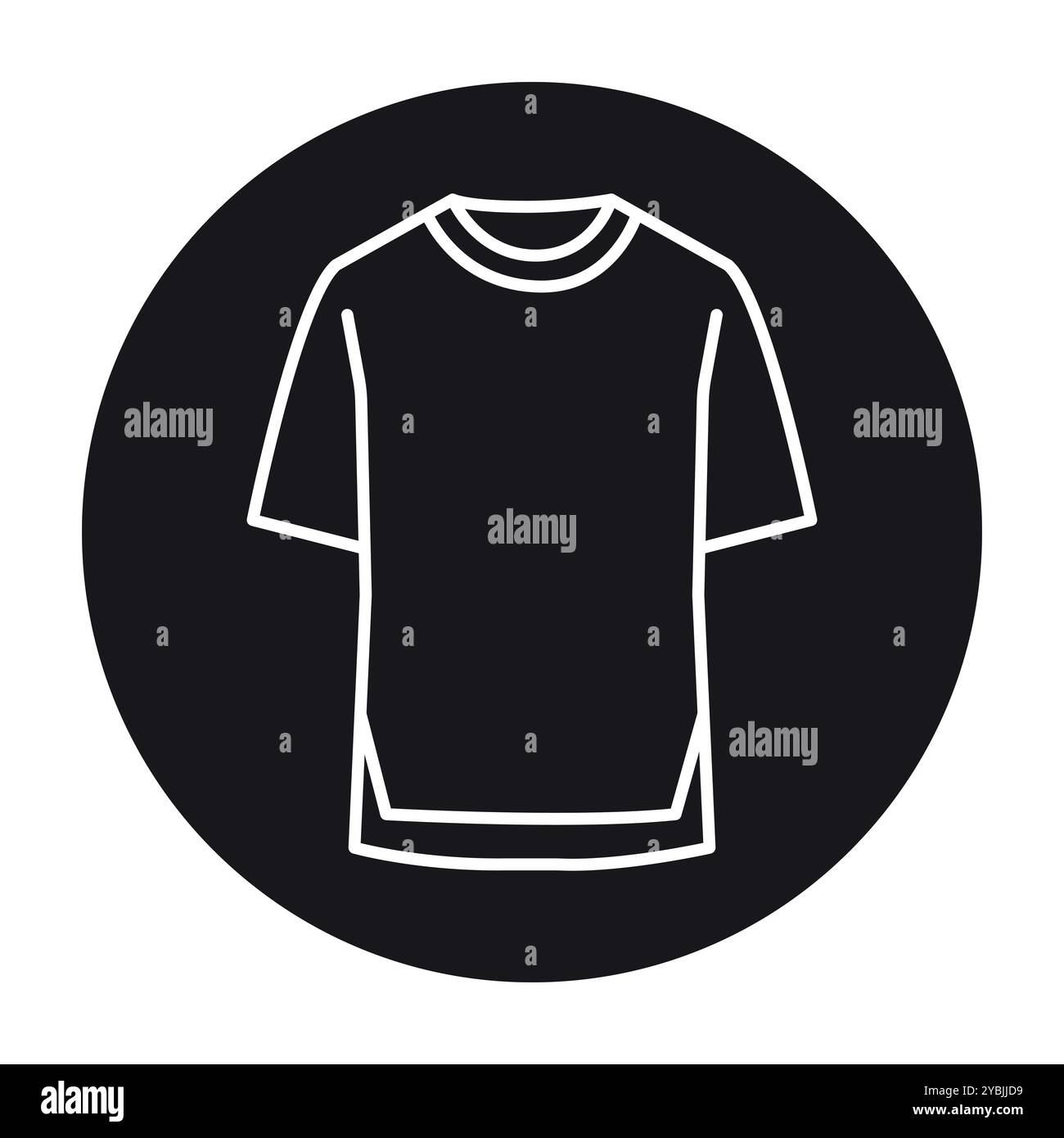 Lang geschnittenes T-Shirt in Schwarz. Signieren Sie für Webseite, mobile App, Schaltfläche, Logo. Schaltfläche Vektorisoliert. Bearbeitbare Kontur. Stock Vektor