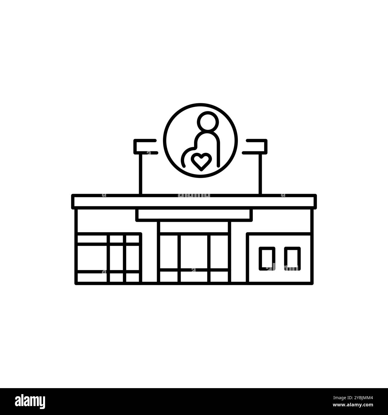 Schwarze Linie Symbol für Entbindungskrankenhaus. Bearbeitbare Kontur. Vektorelement Stock Vektor