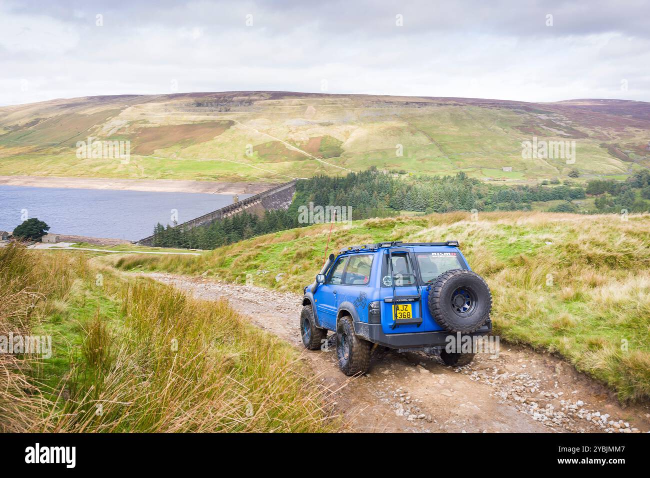 Yorkshire Dales, Großbritannien - 14. September 2024. Green Laning, Geländewagen auf einer legalen Nebenstraße in Nidderdale, Yorkshire Dales, Großbritannien Stockfoto