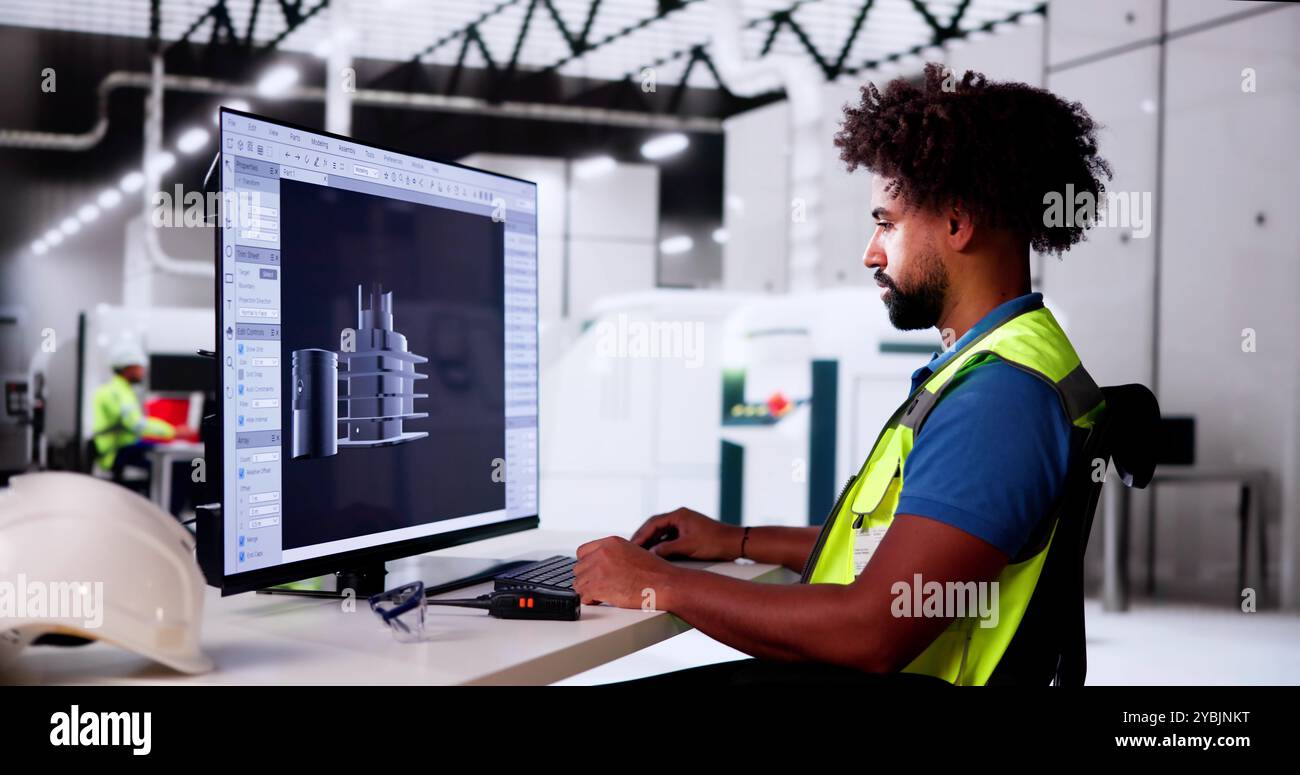 3D-Software-Engineer, der Computer Engineering Design entwickelt Stockfoto