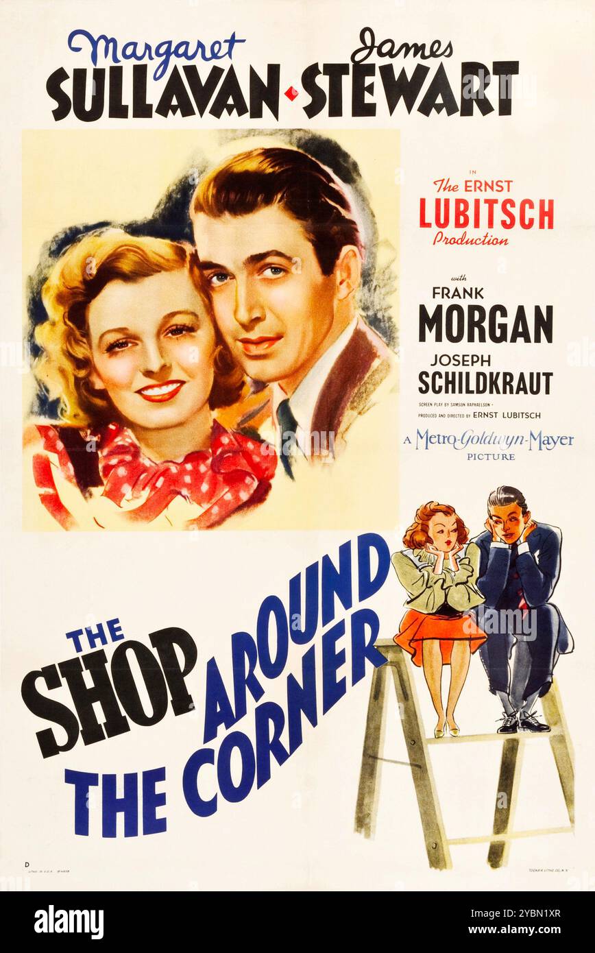 The Shop Around the Corner - amerikanisches Vintage-Filmplakat James Stewart und Margaret Sullavan - Filmposter Style D - 1940 Stockfoto