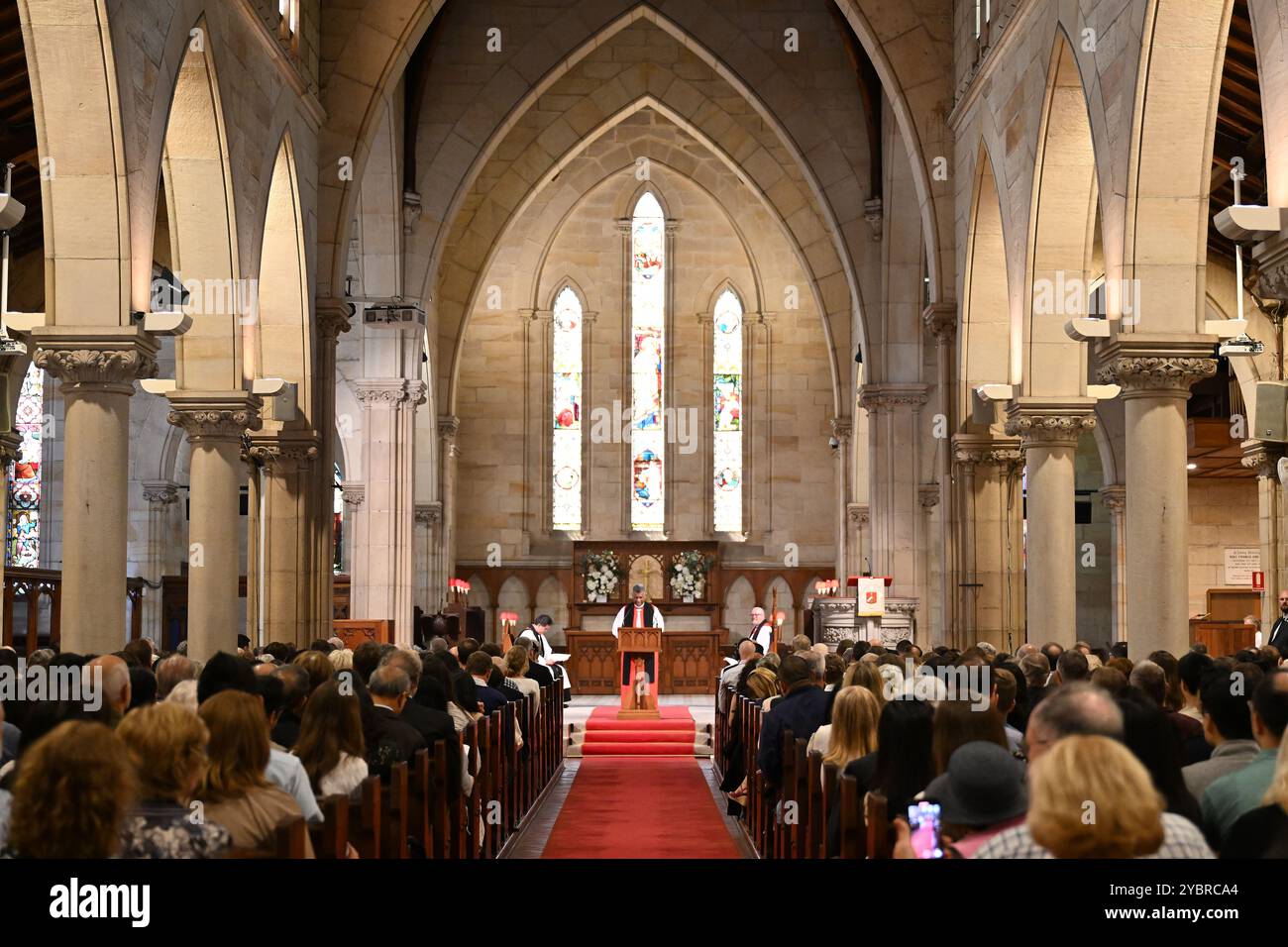 Sydney, Australien. Oktober 2024. Eine allgemeine Ansicht während eines Besuchs von König Karl III. Und Königin Camilla in der anglikanischen Kirche St. Thomas in Sydney, Sonntag, 20. Oktober 2024. König Karl III. Und Königin Camilla besuchen Australien vom 18. Oktober bis 23. Oktober. (AAP Image/Dean Lewins) KEIN ARCHIVIERUNGSGUTHABEN: Australian Associated Press/Alamy Live News Stockfoto