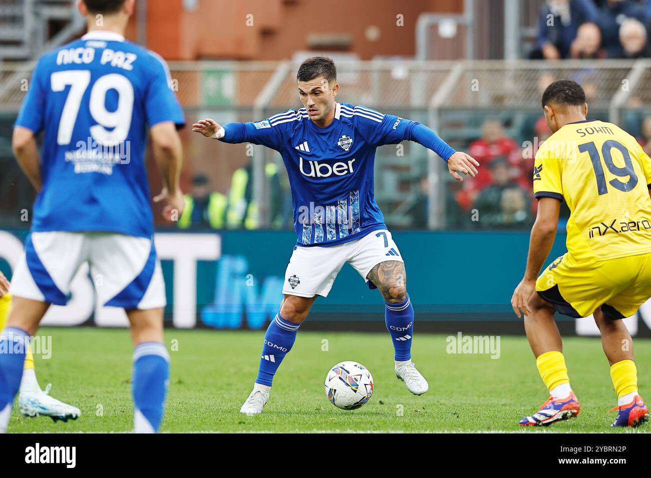 Como, Italien. Oktober 2024. Gabriel Strefezza (Como) Fußball/Fußball : italienisches Spiel der Serie A Enilive zwischen Como 1907 1-1 Parma Calcio 1913 im Stadio Giuseppe Sinigaglia in Como, Italien. Quelle: Mutsu Kawamori/AFLO/Alamy Live News Stockfoto