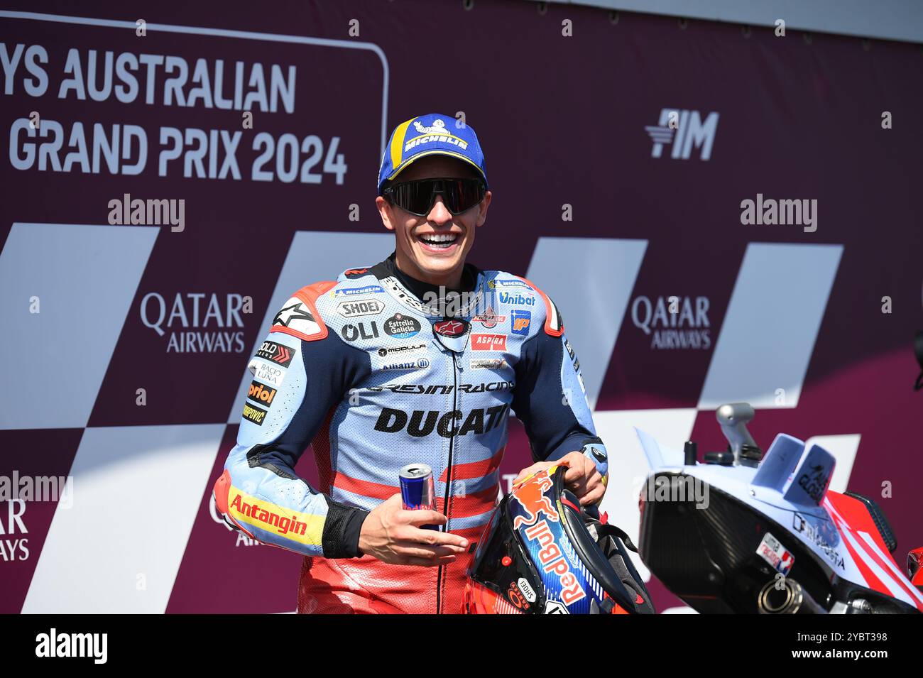 MELBOURNE, AUSTRALIEN. Oktober 2024. Im Bild: Marc Márquez, Nummer 93 Spaniens, reitet für Gresini Racing während der MotoGP-Podestfeier beim Qatar Airways Australian Motorcycle Grand Prix 2024 auf dem Phillip Island Circuit. Quelle: Karl Phillipson/Alamy Live News Stockfoto