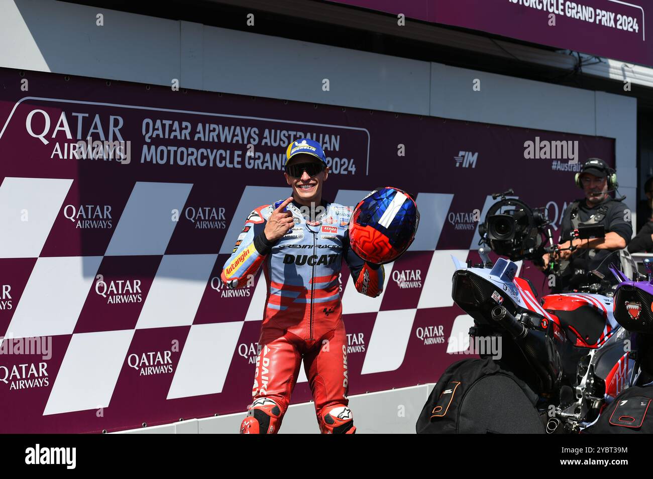 MELBOURNE, AUSTRALIEN. Oktober 2024. Im Bild: Marc Márquez, Nummer 93 Spaniens, reitet für Gresini Racing während der MotoGP-Podestfeier beim Qatar Airways Australian Motorcycle Grand Prix 2024 auf dem Phillip Island Circuit. Quelle: Karl Phillipson/Alamy Live News Stockfoto