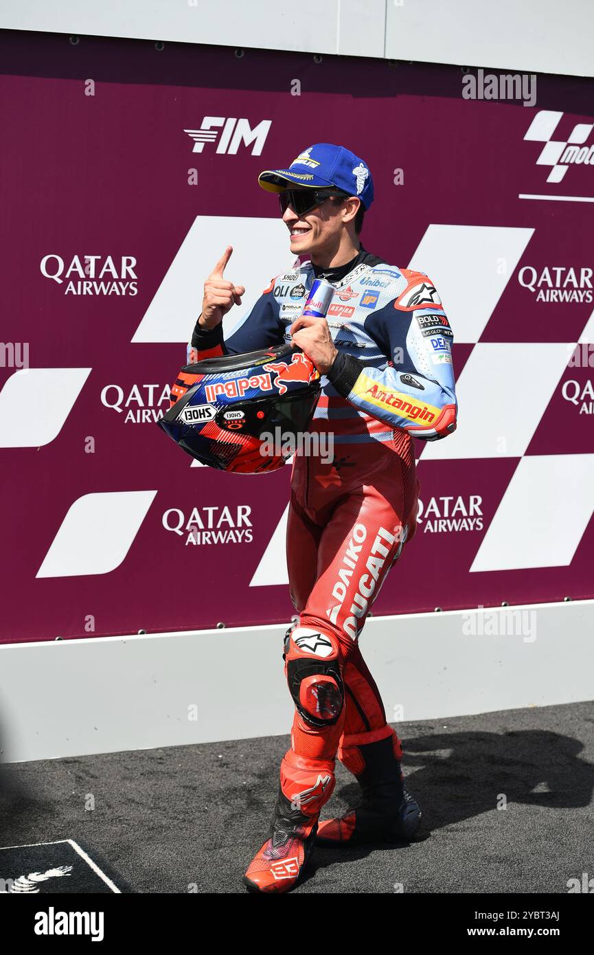 MELBOURNE, AUSTRALIEN. Oktober 2024. Im Bild: Marc Márquez, Nummer 93 Spaniens, reitet für Gresini Racing während der MotoGP-Podestfeier beim Qatar Airways Australian Motorcycle Grand Prix 2024 auf dem Phillip Island Circuit. Quelle: Karl Phillipson/Alamy Live News Stockfoto