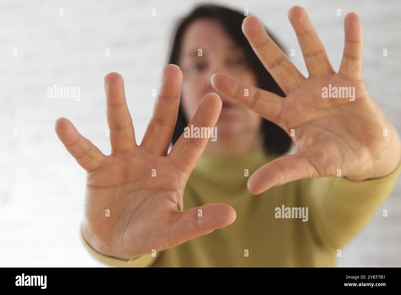 Hör auf, eine Frau sagt nein Stockfoto