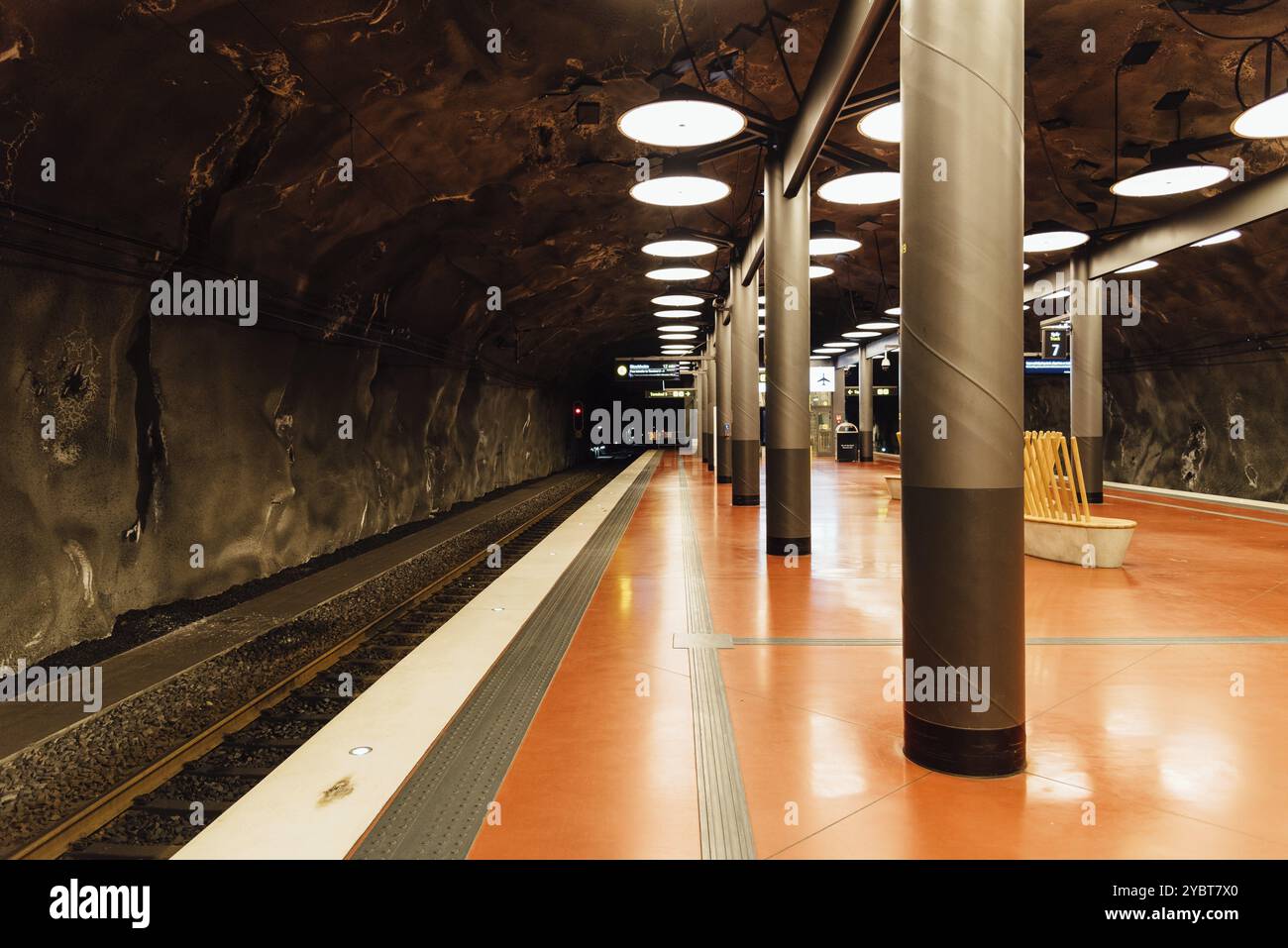 Stockholm, Schweden, 7. August 2019: Bahnhof des Arlanda Express am Flughafen, Europa Stockfoto