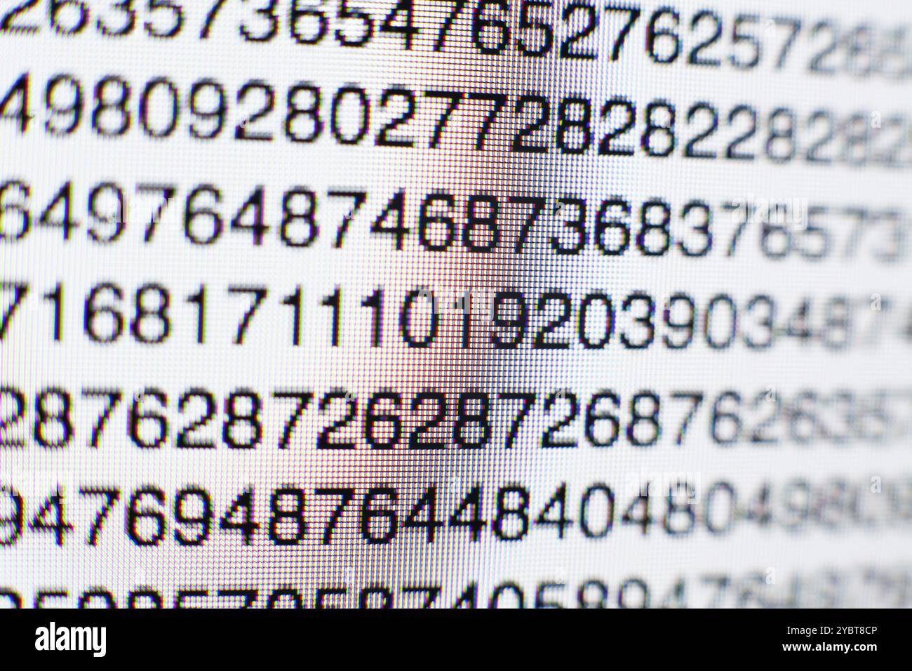 Zahlen auf einem Computer-Bildschirm Stockfoto