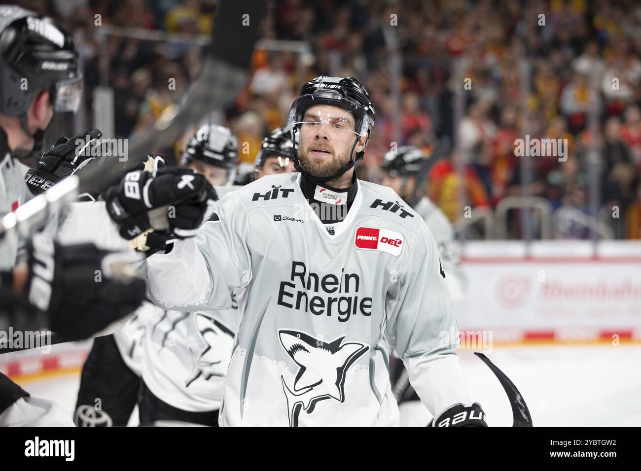PSD Bank Dome, Düsseldorf, Nordrhein-Westfalen, Veli-Matti Vittasmaeki (Koelner Haie, #47), PENNY DEL, Duesseldorfer EG-Koelner Haie auf 18.10.2024 Stockfoto
