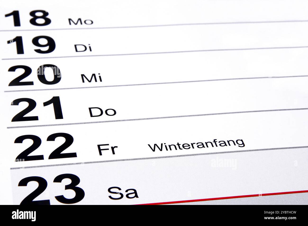 Jetzt ist Winter, sagt der Kalender Stockfoto
