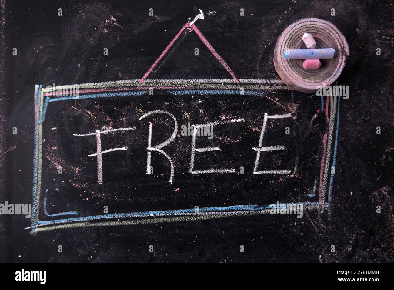 Grafische Darstellung der Schrift, frei, mit Kreide auf Tafel gemacht Stockfoto