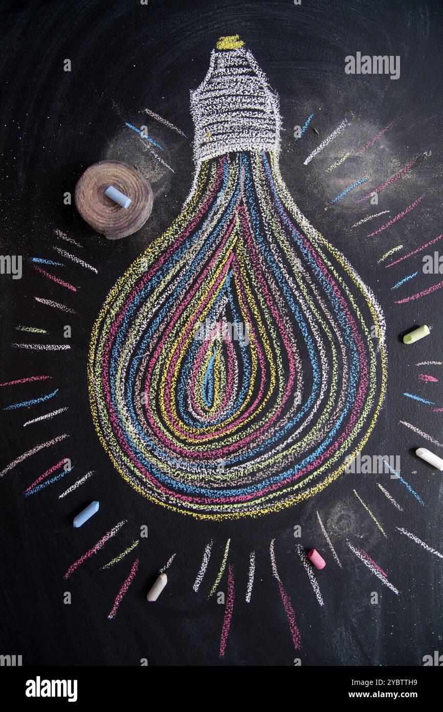 Grafische Darstellung mit Kreide auf die Tafel des Konzepts von mehrfarbigen Idee Stockfoto