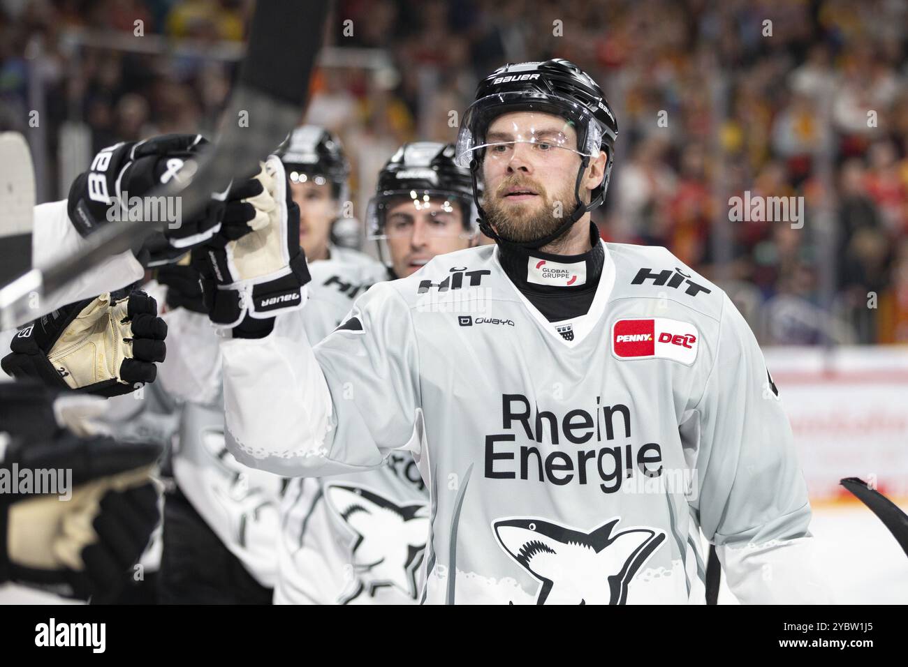 PSD Bank Dome, Düsseldorf, Nordrhein-Westfalen, Veli-Matti Vittasmaeki (Koelner Haie, #47), PENNY DEL, Duesseldorfer EG-Koelner Haie auf 18.10.2024 Stockfoto