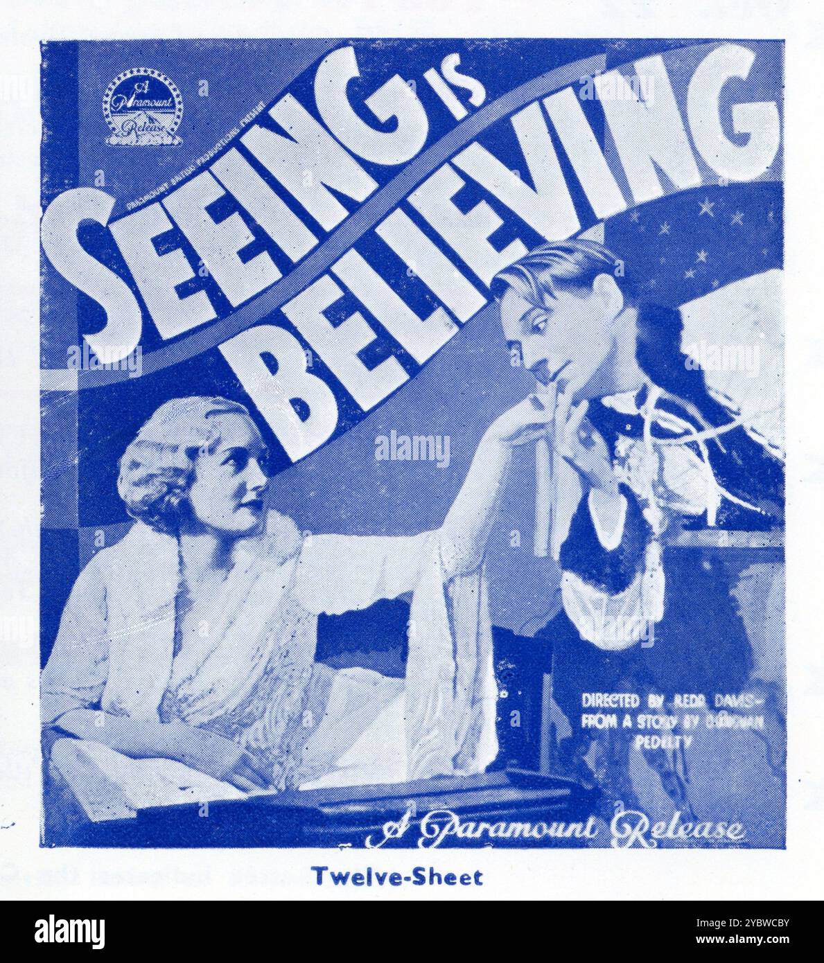 Poster für BILLY / WILLIAM HARTNELL und FAITH BENNETT in SEKING IS BELIEVING 1934 Regisseur REDD DAVIS Autor Donovan Pedelty British & Dominions Film Corporation / Paramount British Pictures Stockfoto