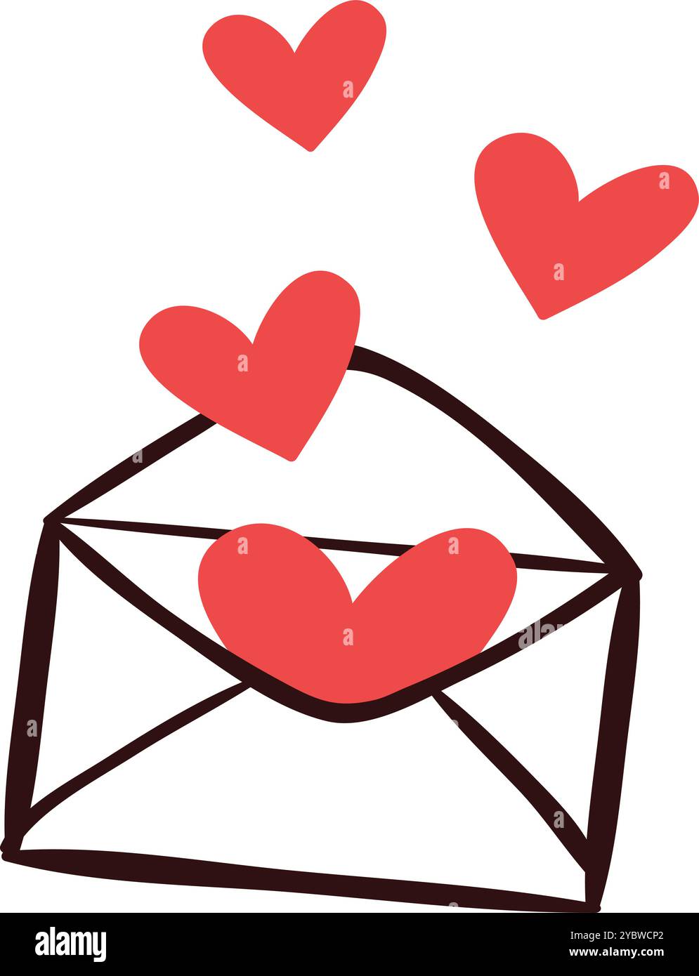 Umschlag mit Liebesbrief zum Valentinstag Stock Vektor