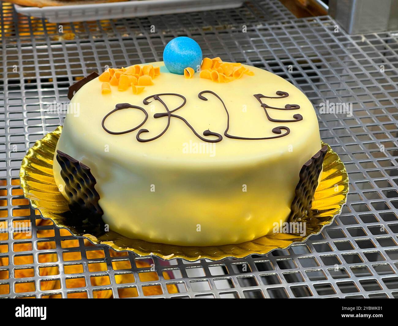Dekorierter Kuchen. Stockfoto