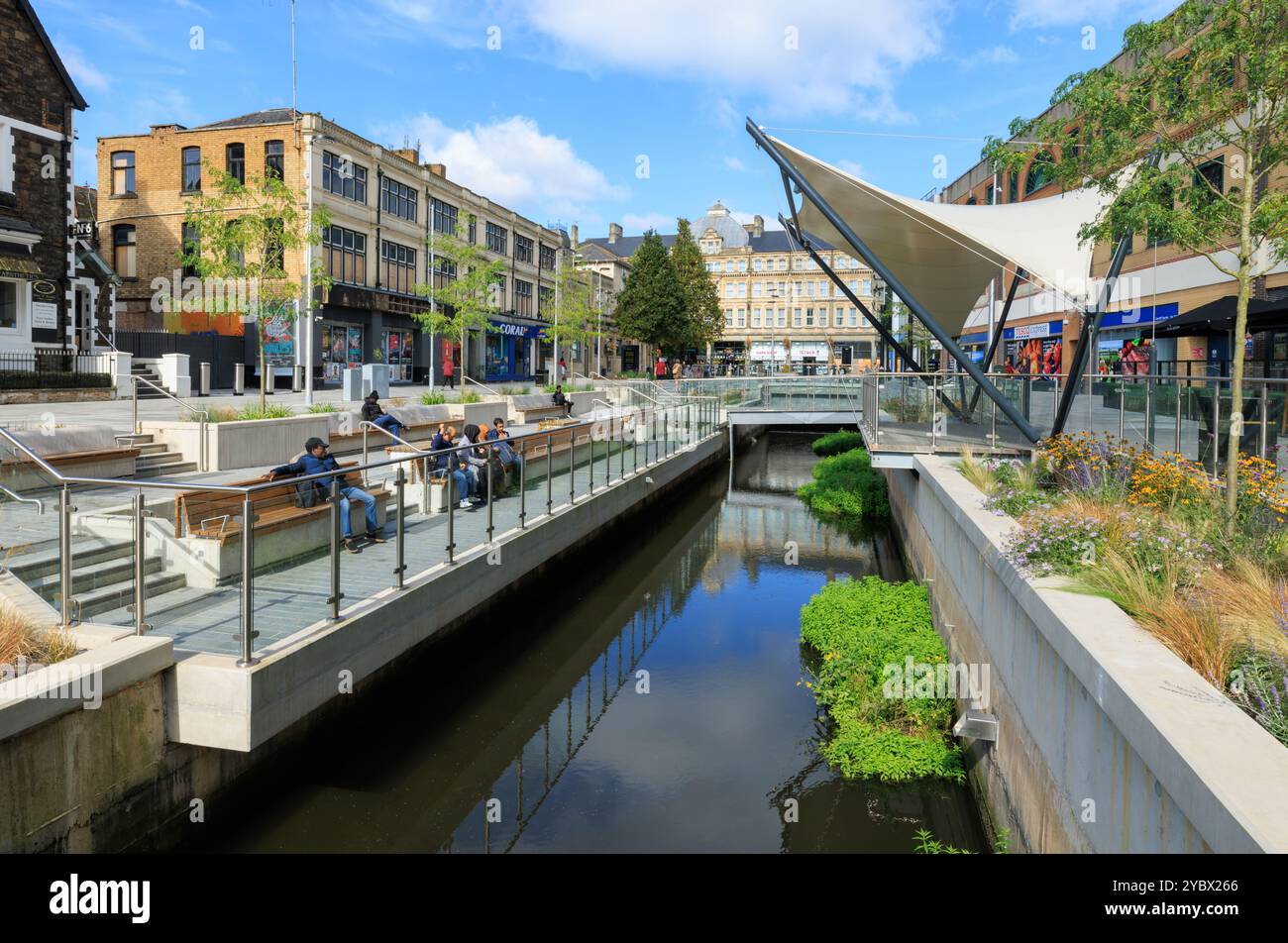 Churchill Way Dock Feeder Regeneration, Cardiff, Wales. Stockfoto