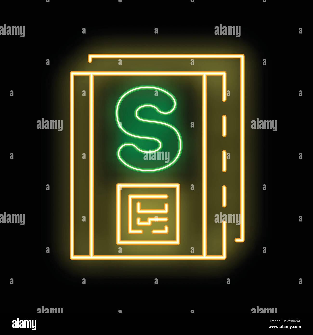 Elektronisches Buch mit leuchtender Neonlinie und Dollarsymbol auf schwarzem Hintergrund. Lesen des Finanzmanagementkonzepts. Vektorabbildung Stock Vektor
