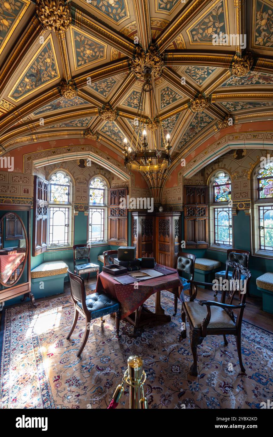 Lord Butes Arbeitszimmer, Cardiff Castle, Wales, Großbritannien Stockfoto