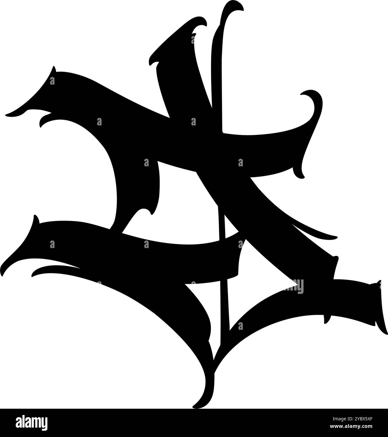 Buchstabe J im Graffiti- und Gothic-Stil. Vektor. Graffiti, Tag und mittelalterlicher lateinischer Buchstabe. Schilder und Symbole für Design. Kalligraphie, Schriftzüge und Tags. Stock Vektor