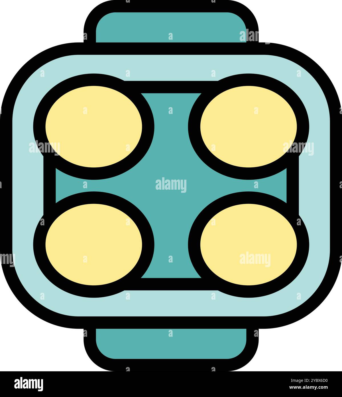 Dieses Symbol zeigt einen Takoyaki-Hersteller, der häufig für die Zubereitung des beliebten japanischen Street Food, Takoyaki, verwendet wird Stock Vektor