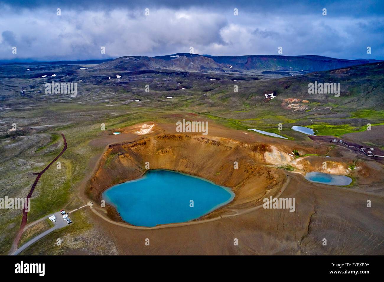 Island, Nordurland Eystra Region, Skutustadir, Myvatn, Krafla Krater Stockfoto