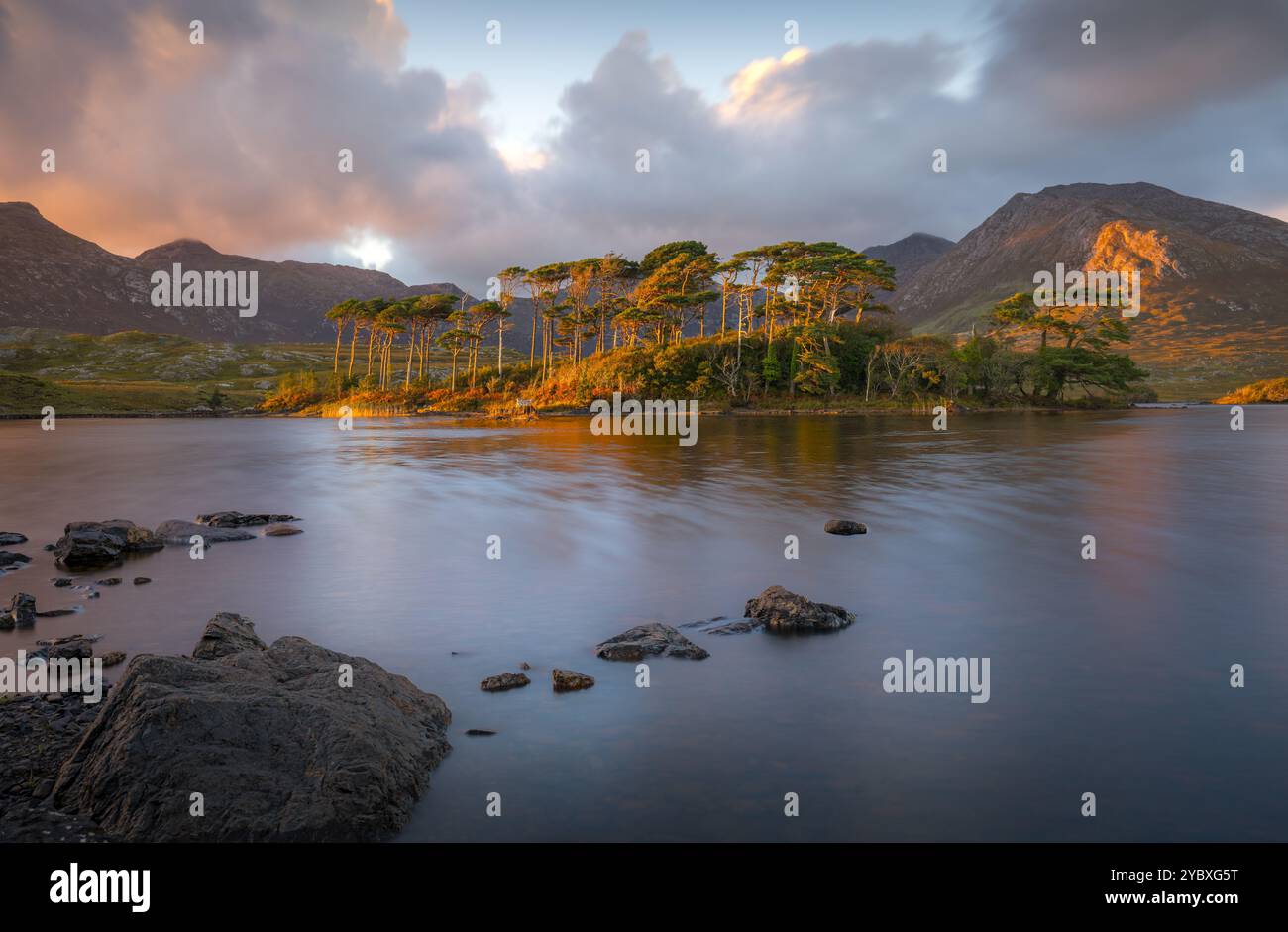 Ein Blick auf die berühmte Pine Island vom Aussichtspunkt in Irland Stockfoto
