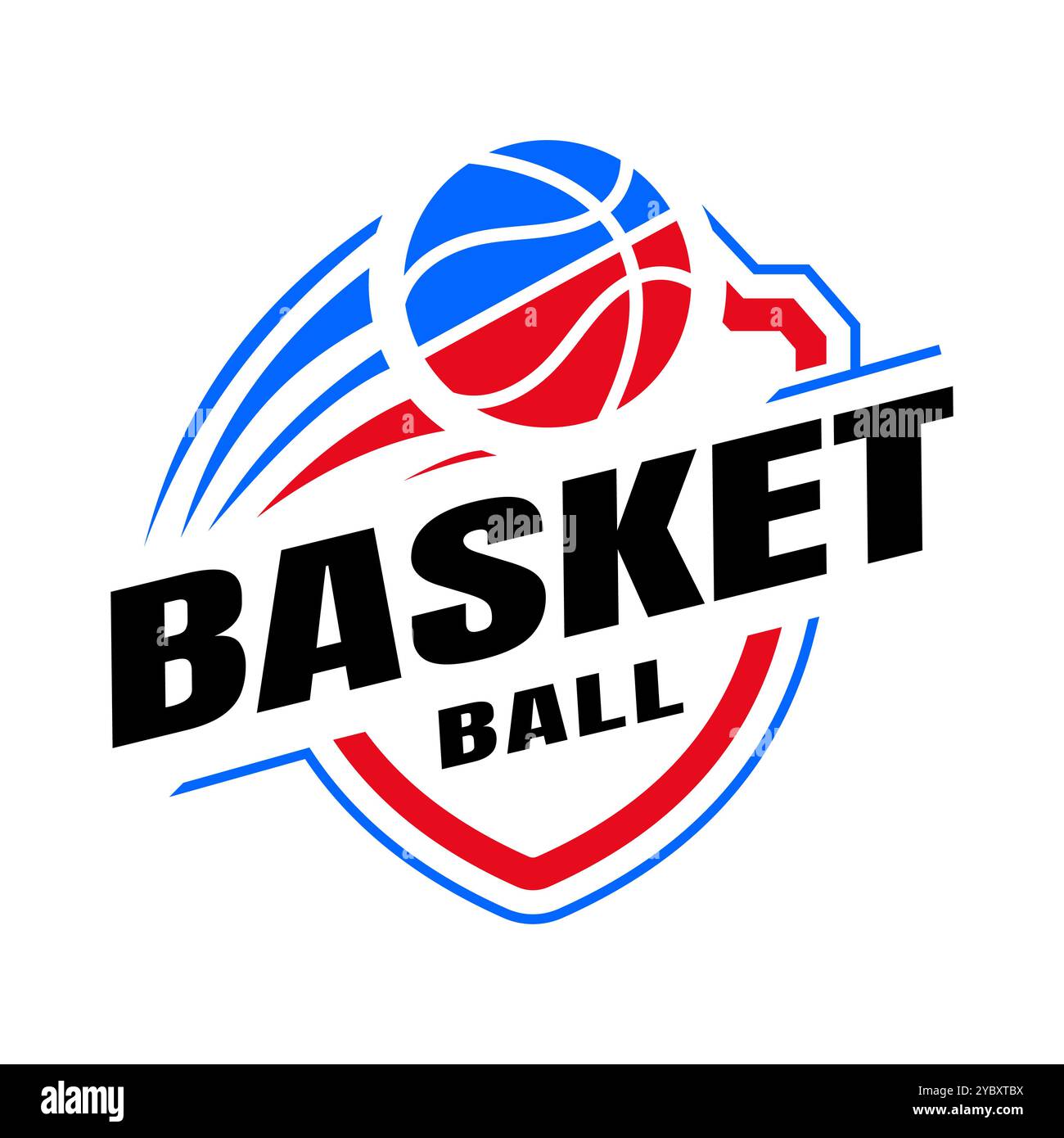 American Sports Basketballclub Logo, Basketballclub. Turnier-Basketballclub-Emblem mit Schildelementen, Designvorlage Stock Vektor