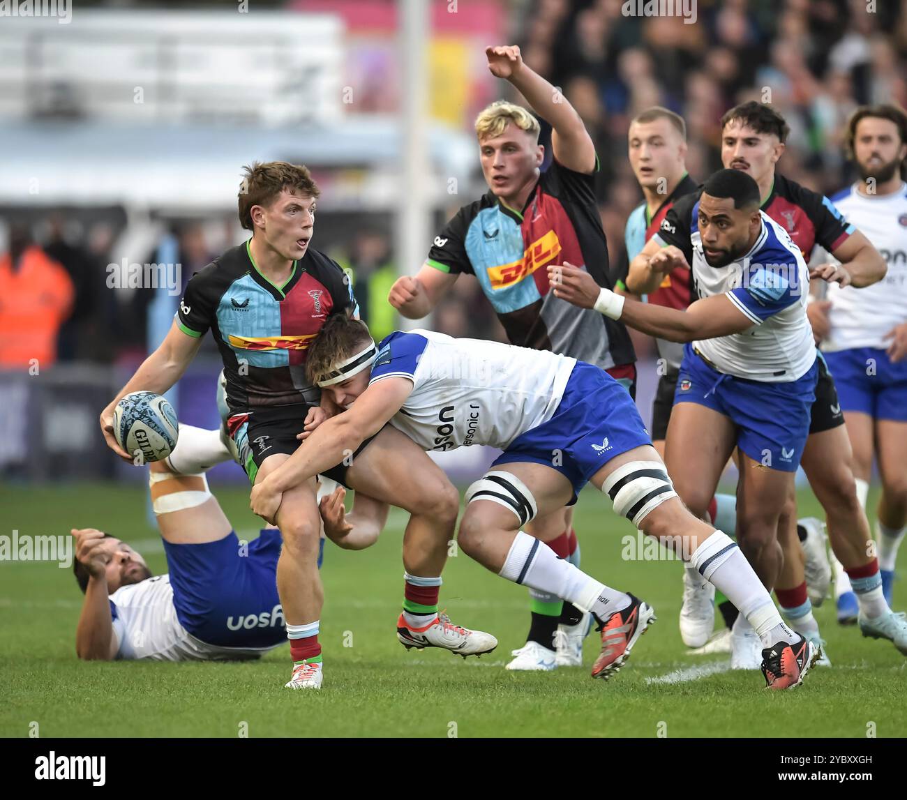 Will Porter of Harlequins in Aktion während des Gallagher Premiership-Spiels zwischen Harlequins gegen Bath Rugby, The Stoop, Twickenham, London UK am Samstag, den 19. 2024. Foto von Gary Mitchell Stockfoto