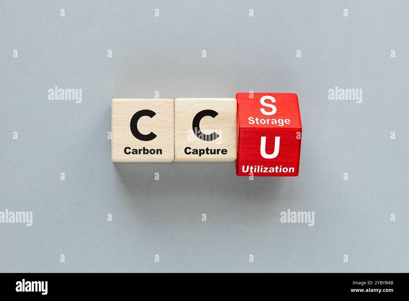 CCS-Symbol für die Speicherung von Kohlenstoff. CCS auf Holzblöcken fügen Sie Wortwahl hinzu. Netto-Null-Action-Konzept. Umweltfreundliche Energie, Reduzierung der CO2-Bilanz, Sparen Stockfoto