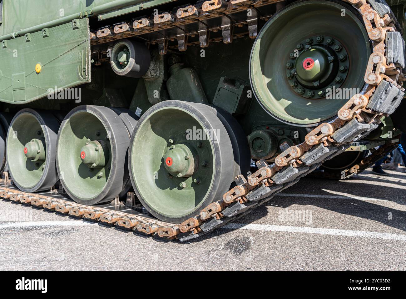 Gepanzerte Truppen werden auf eine mögliche russische Invasion in Vilnius vorbereitet Stockfoto