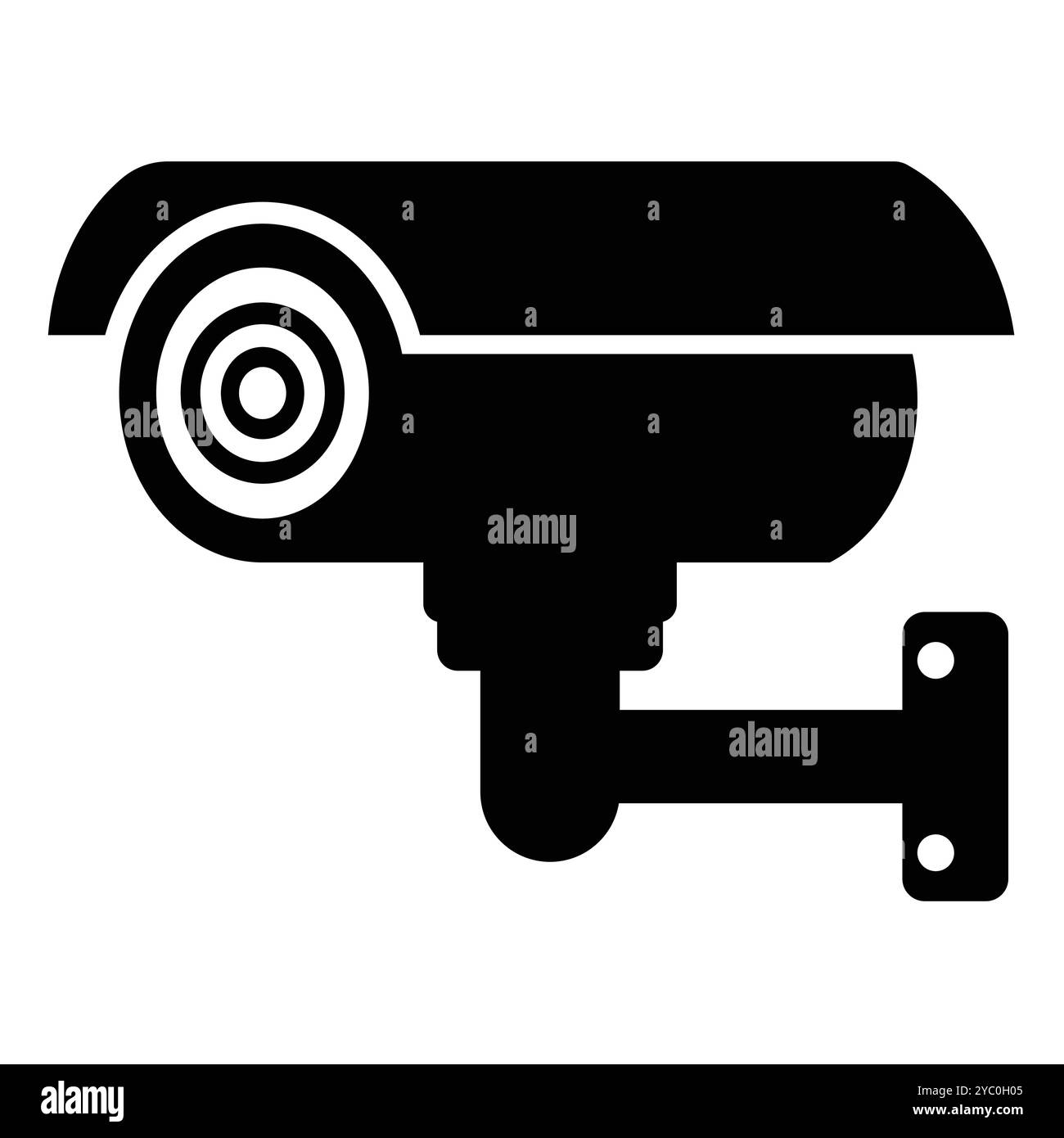Ein einfaches schwarzes Symbol einer Überwachungskamera, das die Überwachungstechnik für Sicherheit und Überwachung symbolisiert. Ideal für verschiedene sicherheitsrelevante Projekte. Stock Vektor