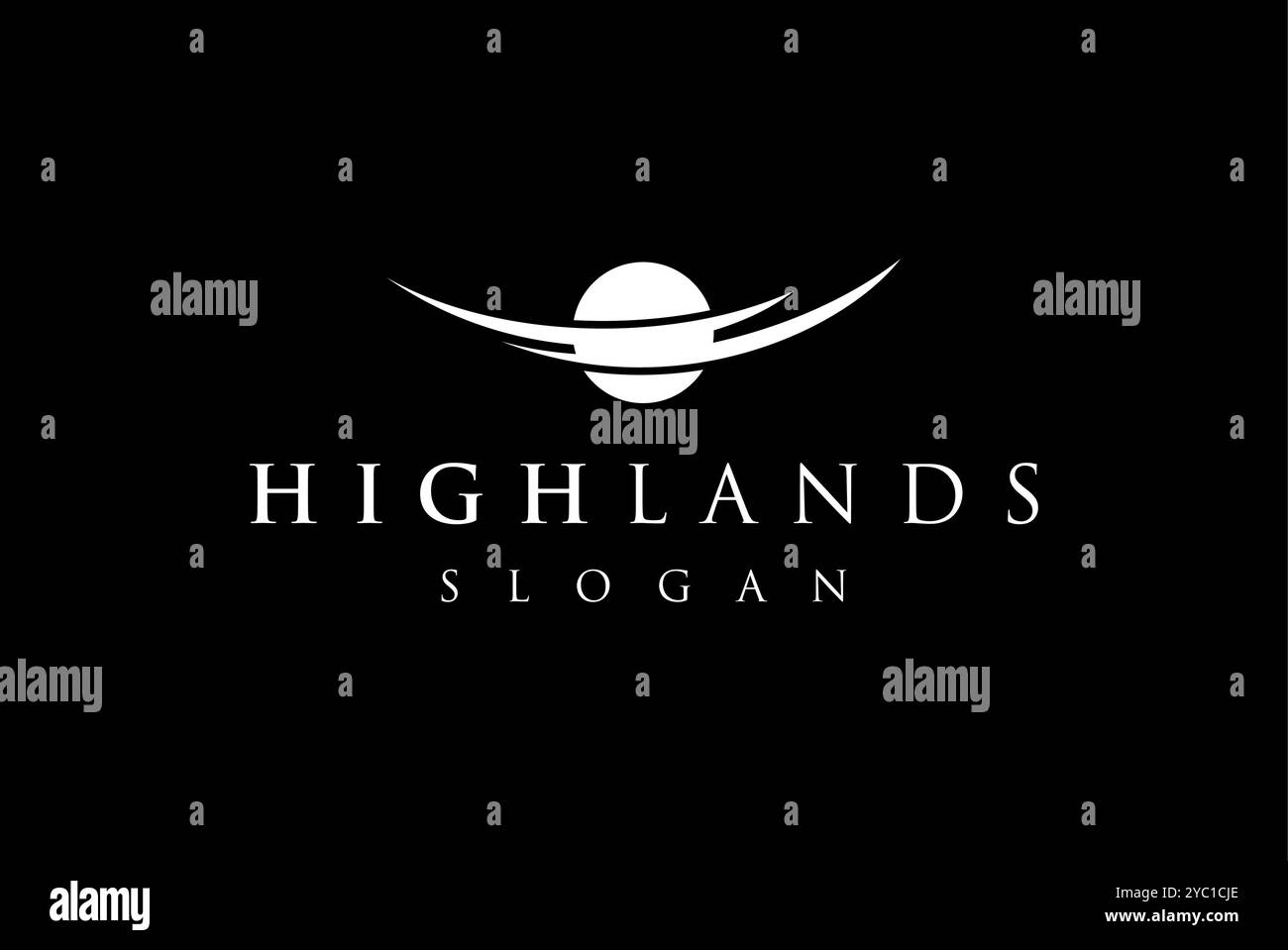 Highlands Sonne Natur Logo Design Vektor Geschäftsmarke kreative Ideen editierbar Stock Vektor