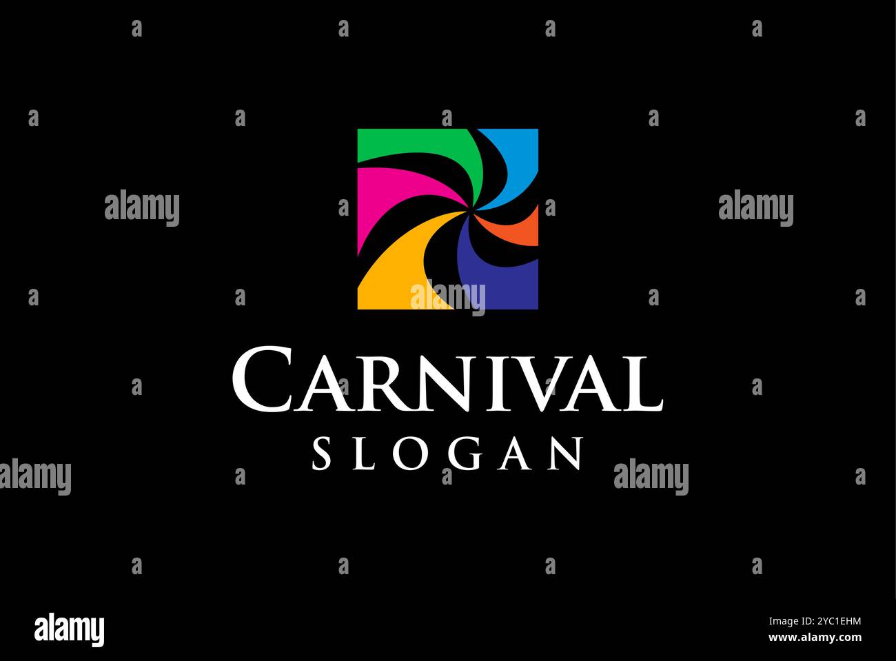 Karneval Bunte quadratische Swirl Logo Design Vektor Geschäftsmarke kreative Ideen editierbar Stock Vektor