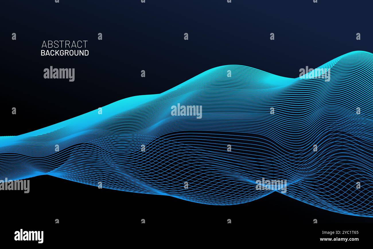 Abstrakter Vektorhintergrund mit blau fließenden dynamischen Wellenlinien Stock Vektor