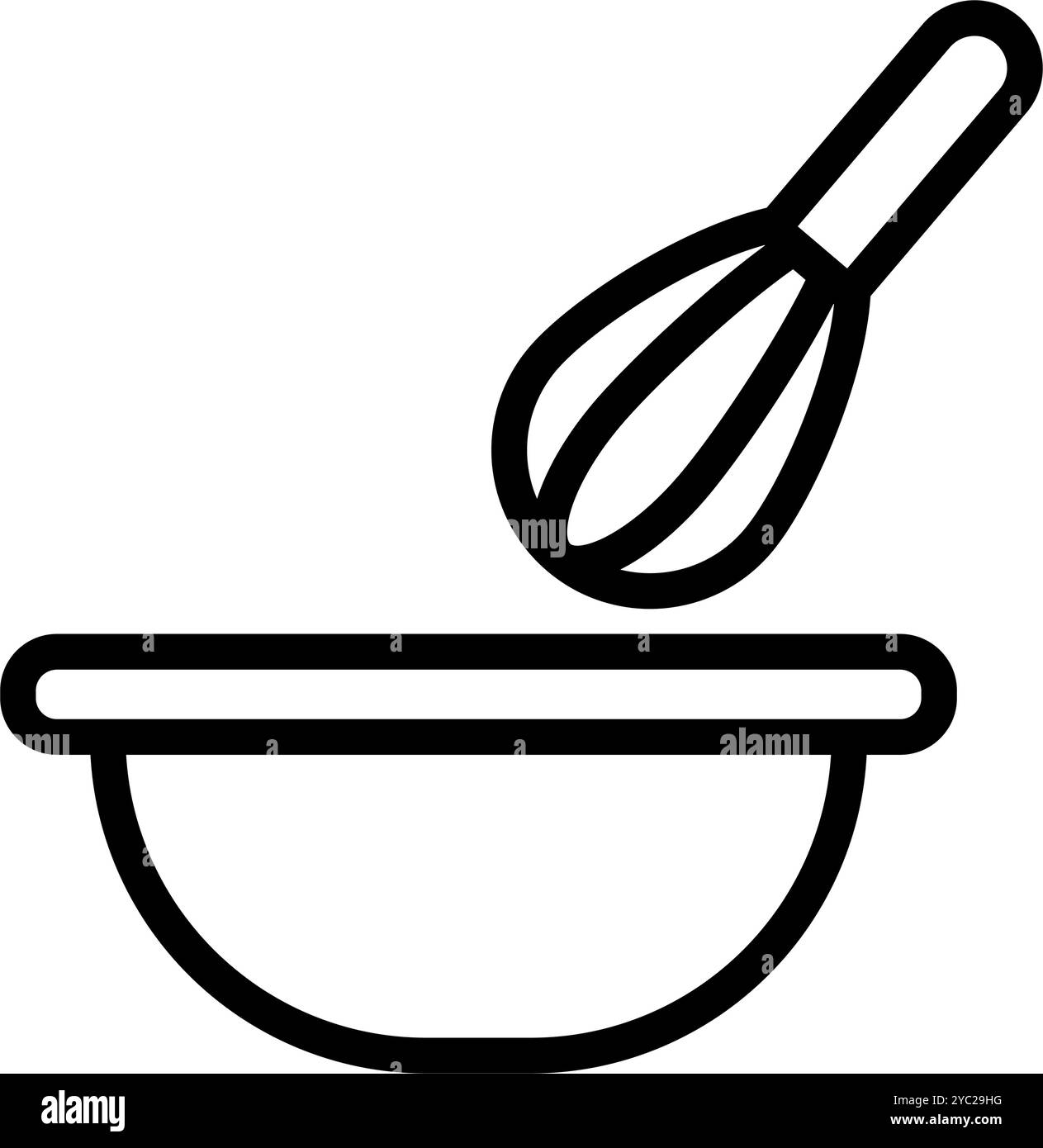 Symbol für Schneebesen und Schüssel. Editierbarer Vektor. Stock Vektor