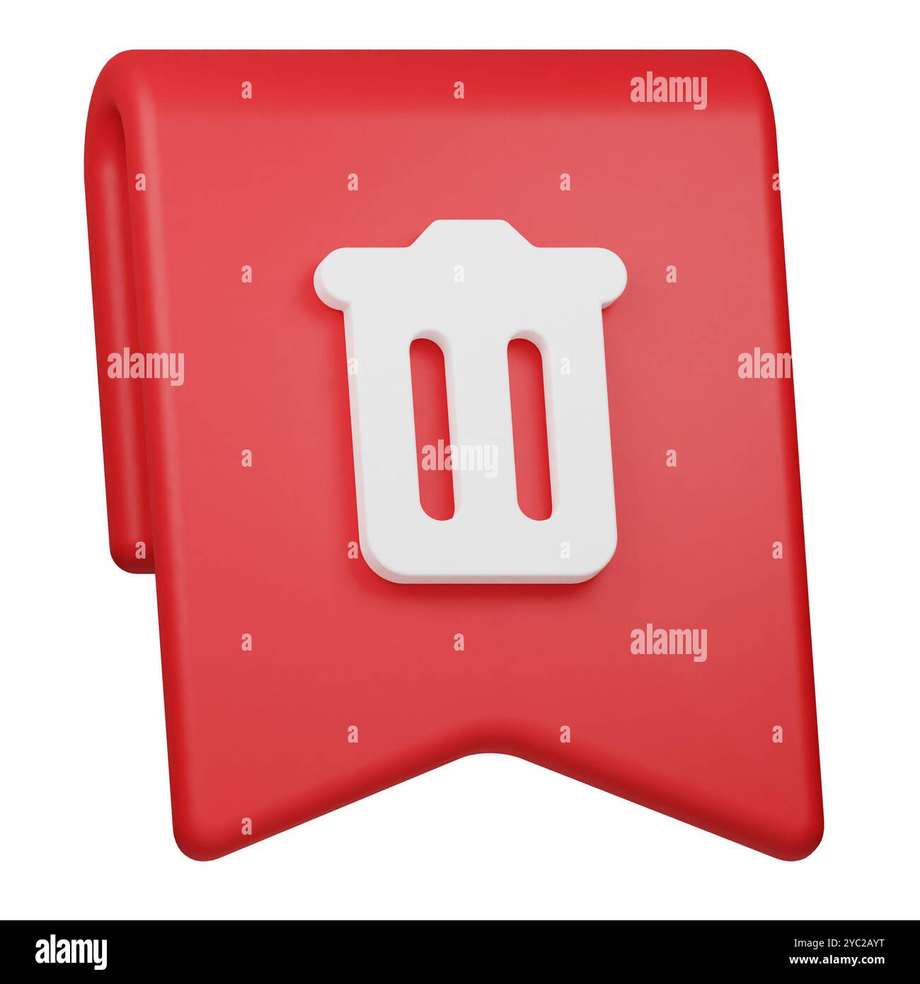3D-Symbol für Lesezeichen löschen auf weißem Hintergrund Stockfoto