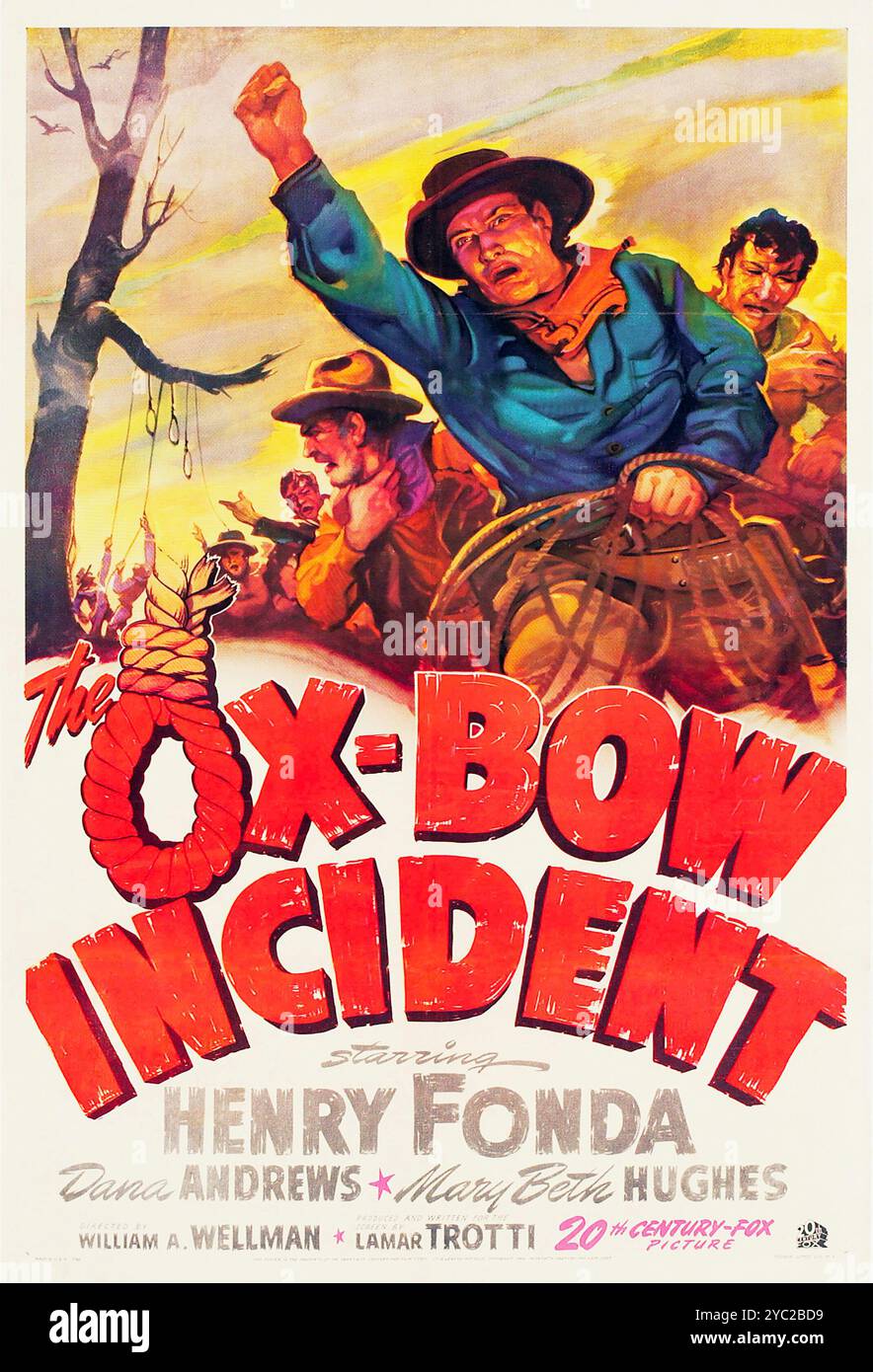 Theaterposter für die amerikanische Veröffentlichung des Westernfilms The Ox-Bow Incident (1942) Henry Fonda, Dana Andrews, Mary Beth Hughes Stockfoto