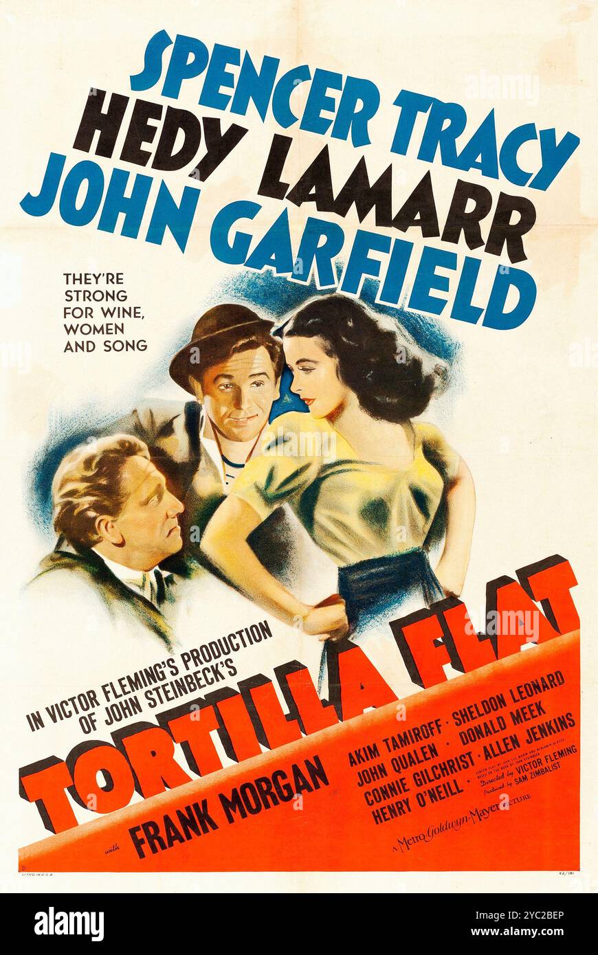 Tortilla Flat, Vintage-Filmposter 1942. Feat Spencer Tracy, Hedy Lamarr, John Garfield Stockfoto