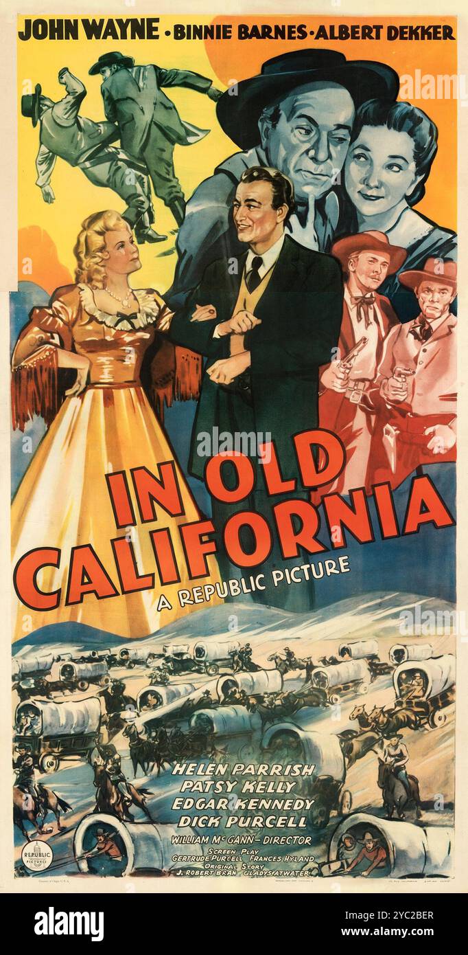 Vintage-Filmplakat für Old California feat John Wayne, Binnie Barnes, Albert Dekker 1942 Stockfoto