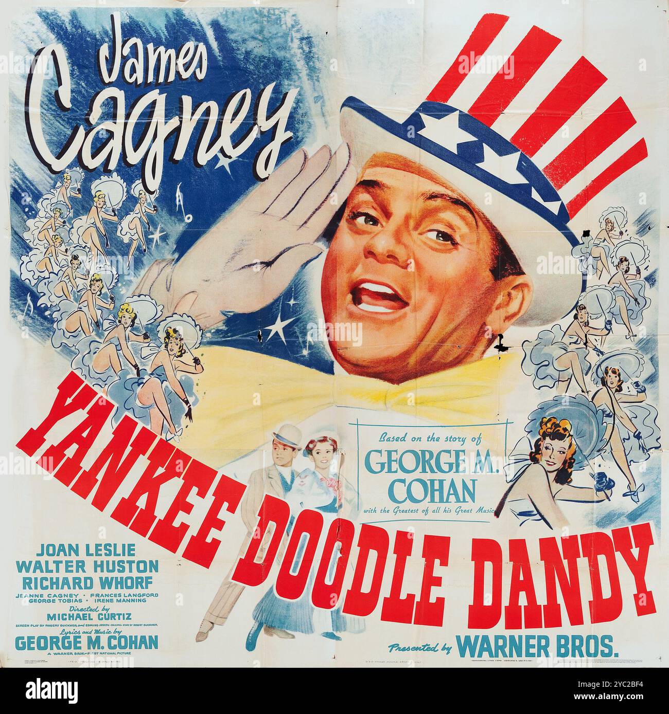 Vintage-Filmplakat für die amerikanische Veröffentlichung des Films Yankee Doodle Dandy feat James Cagney aus dem Jahr 1942. Kunstwerk von Bill Gold - Geschichte von George M. Cohan Stockfoto