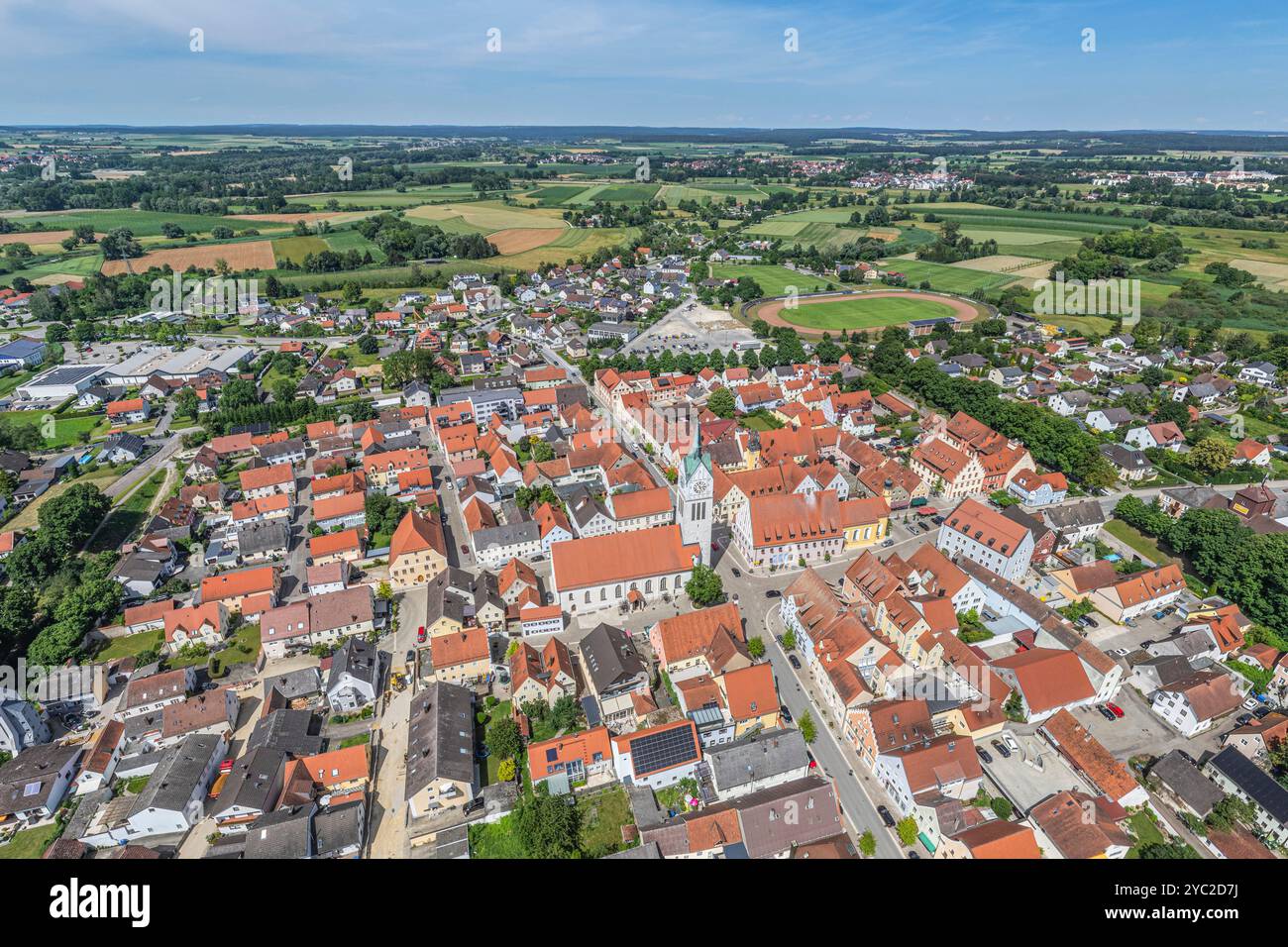 Luftaufnahme der Stadt Neustadt an der Donau im niederbayerischen Landkreis Kelheim Stockfoto
