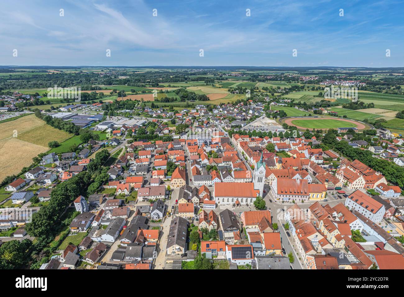 Luftaufnahme der Stadt Neustadt an der Donau im niederbayerischen Landkreis Kelheim Stockfoto