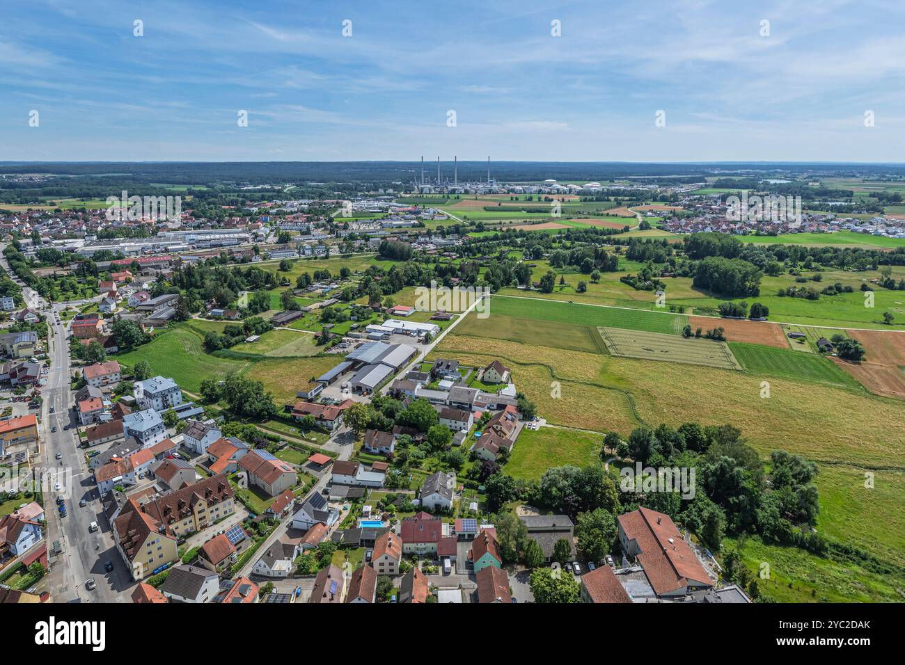 Luftaufnahme der Stadt Neustadt an der Donau im niederbayerischen Landkreis Kelheim Stockfoto