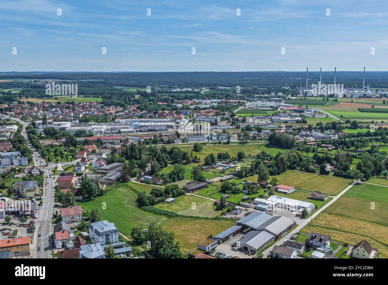 Luftaufnahme der Stadt Neustadt an der Donau im niederbayerischen Landkreis Kelheim Stockfoto