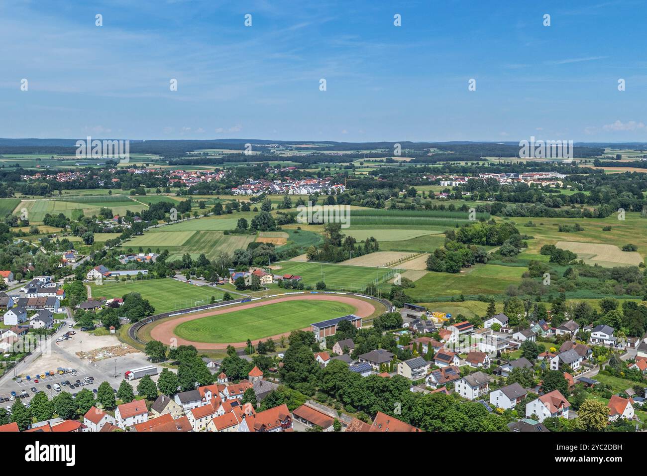 Luftaufnahme der Stadt Neustadt an der Donau im niederbayerischen Landkreis Kelheim Stockfoto