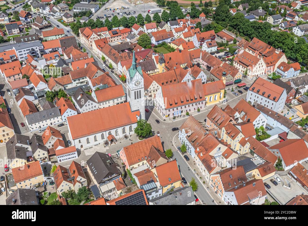 Luftaufnahme der Stadt Neustadt an der Donau im niederbayerischen Landkreis Kelheim Stockfoto